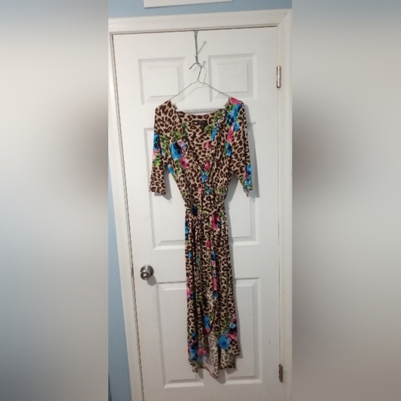 Thalia Sodi Animal Print High Low Dress with Vibrant Accents - Picture 2 of 6